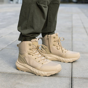 Bota Masculina Cano Médio Norti em Couro Legítimo e Nylon + 3 BRINDES Brutos: Relógio Tático, Cinto e Carteira