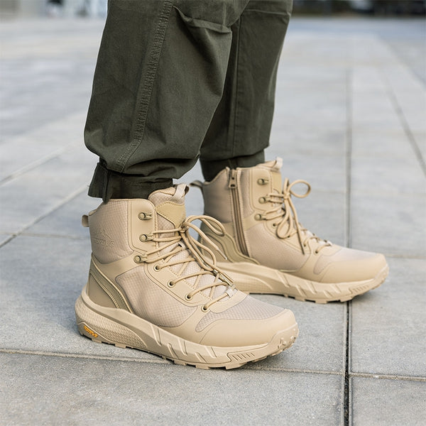 Bota Masculina Cano Médio Norti em Couro Legítimo e Nylon + 3 BRINDES Brutos: Relógio Tático, Cinto e Carteira