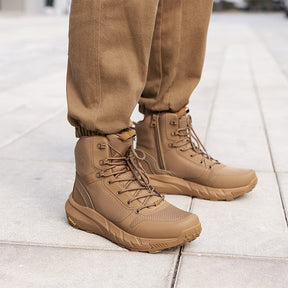 Bota Masculina Cano Médio Norti em Couro Legítimo e Nylon + 3 BRINDES Brutos: Relógio Tático, Cinto e Carteira