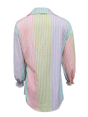 Camisa Feminina com Estampa Listrada Colorida