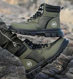 Kit Bota Masculina Durax Cano Médio em 100% Couro Legítimo + BRINDES: Relógio Tático, Cinto e Carteira