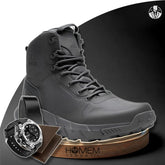 Bota Masculina Cano Médio Norti em Couro Legítimo e Nylon + 3 BRINDES Brutos: Relógio Tático, Cinto e Carteira