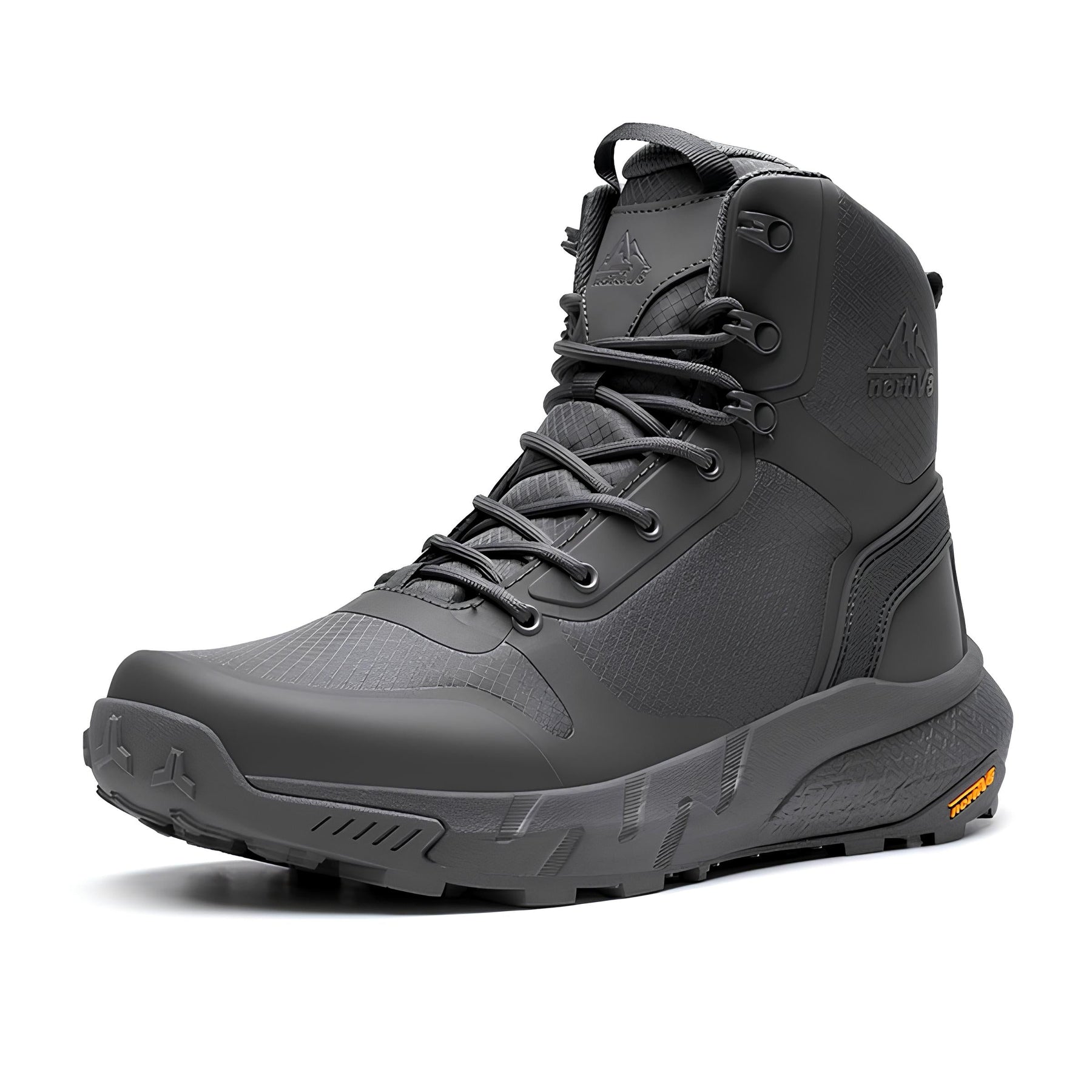 Bota Masculina Cano Médio Norti em Couro Legítimo e Nylon + 3 BRINDES Brutos: Relógio Tático, Cinto e Carteira