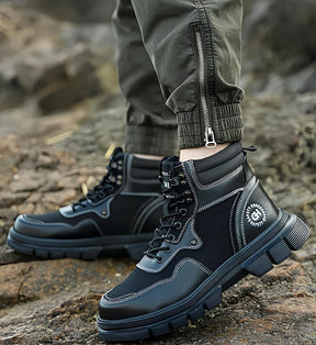 Kit Bota Masculina Durax Cano Médio em 100% Couro Legítimo + BRINDES: Relógio Tático, Cinto e Carteira