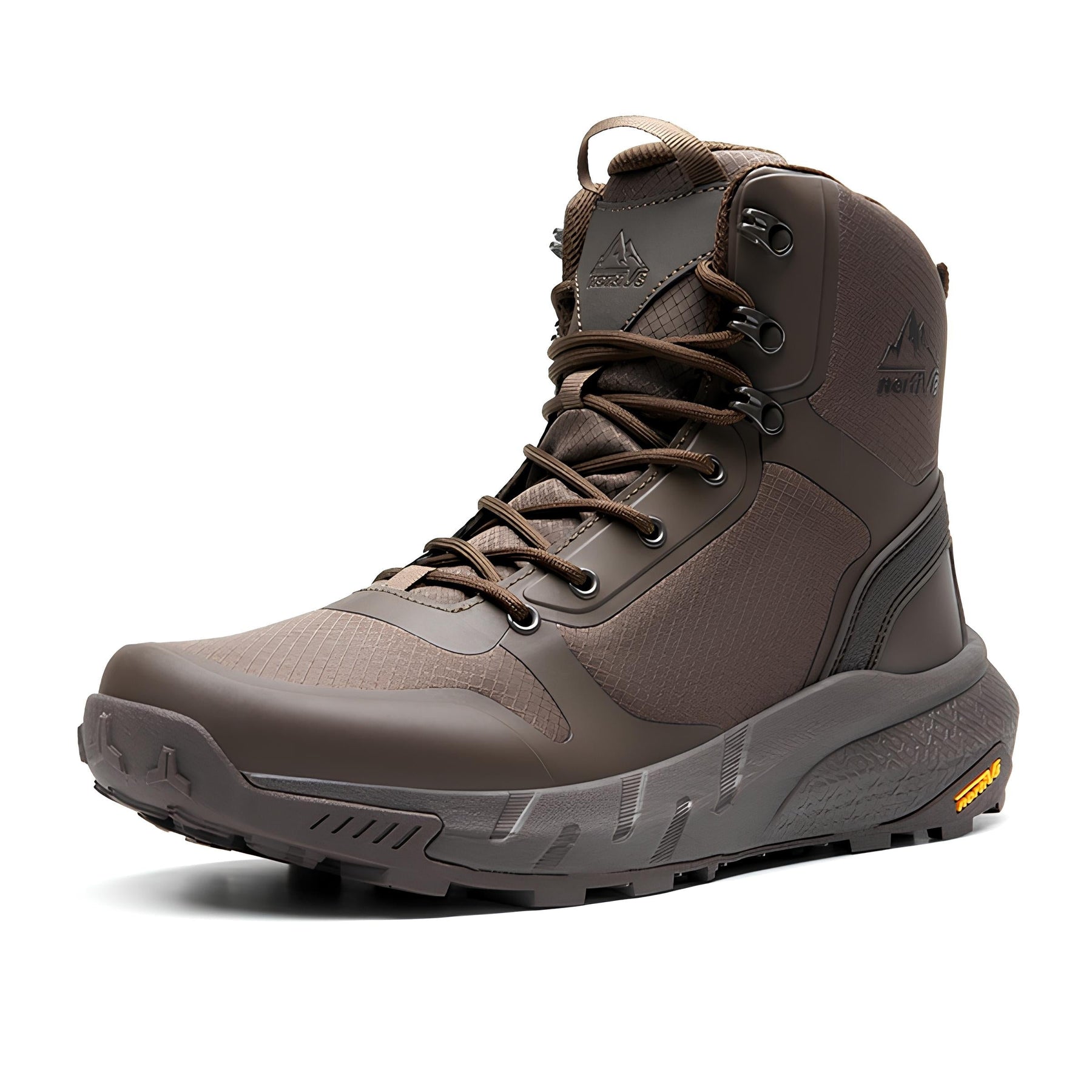 Bota Masculina Cano Médio Norti em Couro Legítimo e Nylon + 3 BRINDES Brutos: Relógio Tático, Cinto e Carteira