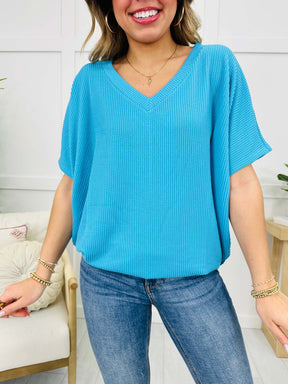 💥ÚLTIMO DIA DE PROMOÇÃO💥 Blusa Feminina de Verão com Decote em V e Tecido Canelado em Relevo (COMPRE 1 E LEVE 2)