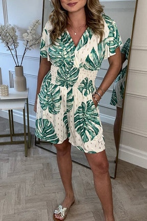 Macacão Casual Floral com Estampa Moderna e Bolsos Laterais