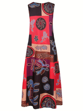 Vestido Estampado Étnico com Decote em V