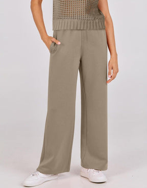 Conjunto Mavarina Crochê: Blusa Vazada e Calça Wide Leg Sofisticada