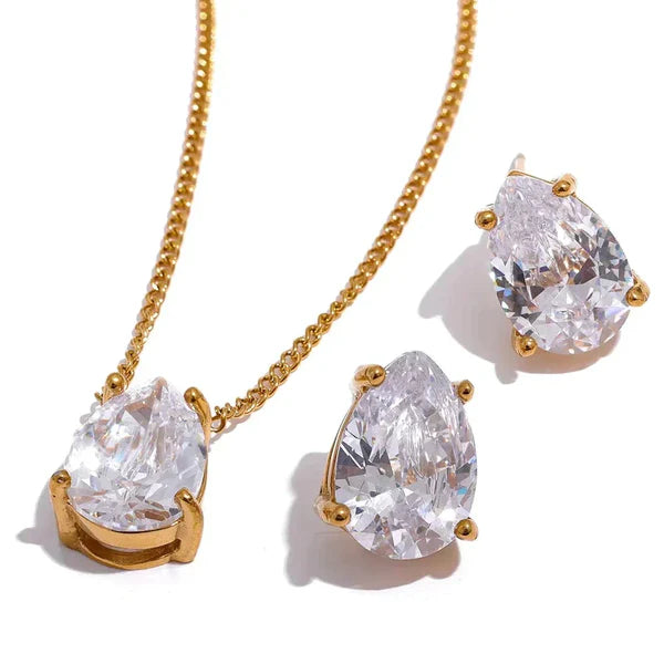 Conjunto de Colar e Brinco Ponto de Luz