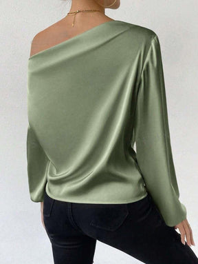 Blusa de Cetim Manga Longa