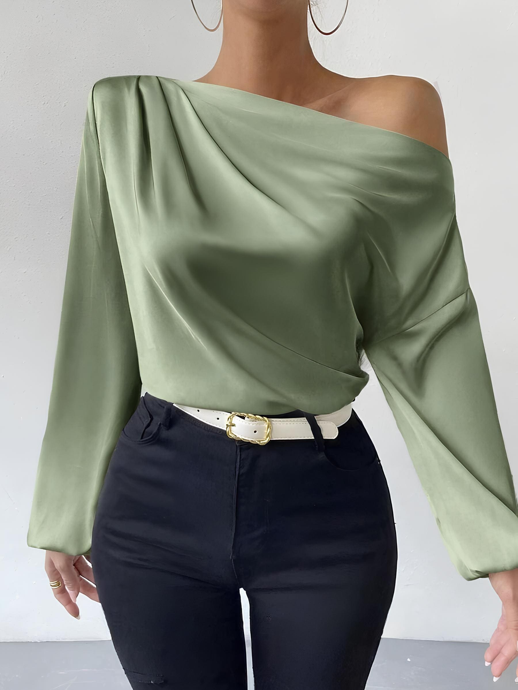 Blusa de Cetim Manga Longa