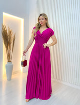 Vestido Longo Com Elástico Plissado