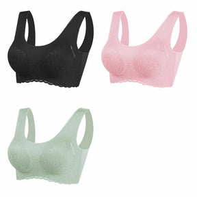 Sutiã Sem Costura Efeito Silicone de Renda  - Kit 3 Peças