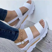 Sandálias cunhas para mulheres, sapatos de plataforma baixa, moda salto, calçado feminino, verão, novo