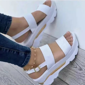 Sandálias cunhas para mulheres, sapatos de plataforma baixa, moda salto, calçado feminino, verão, novo