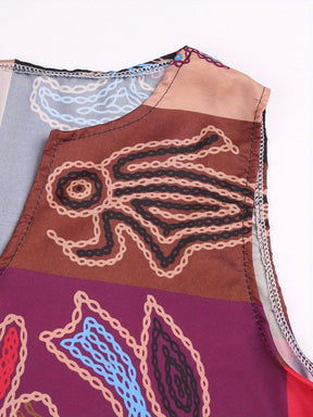 Vestido Estampado Étnico com Decote em V
