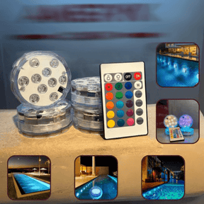 Kit Luminárias de Piscina RGB Lumix™ - Sem Fio Com Controle Remoto + Brinde Exclusivo (Últimas Unidades)
