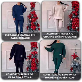 Conjunto Feminino AllureFit™ em Moletom Premium com Legging com Fenda / Estilo Moderno e Leveza para o Seu Dia a Dia!