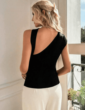 Blusa Firerie de Ombro Assimétrico de Cetim com Decote Sólido